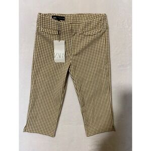 Zara Gingham Capri Pants Brown Checked Size XS NWT